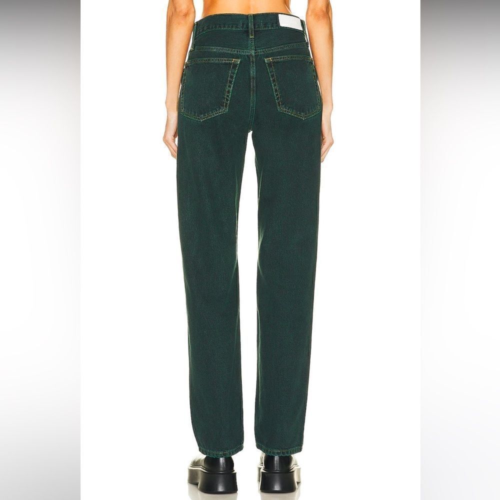 NWT RE/DONE 90's High Rise Loose STRAIGHT Leg Jeans in Evergreen Dipped - Picture 5 of 7
